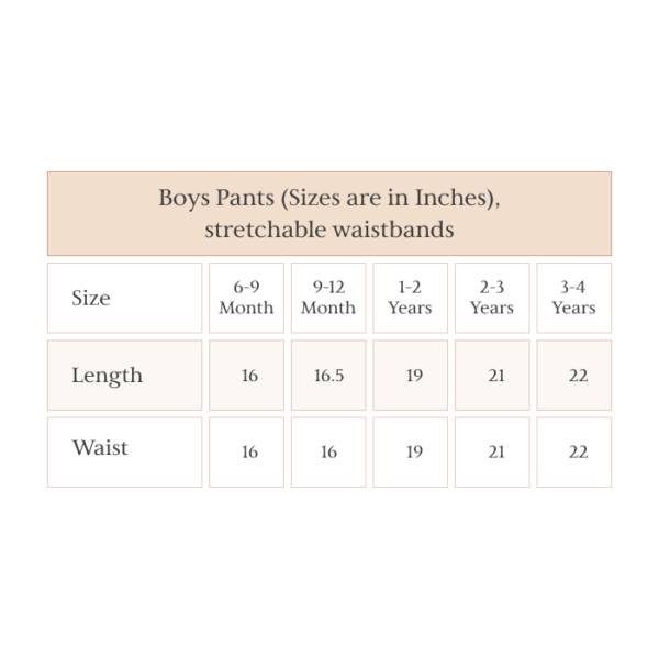 Boys Pants (Sizes are in Inches), stretchable waistbands