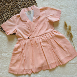 Infants Collared Frock: Solid Pink