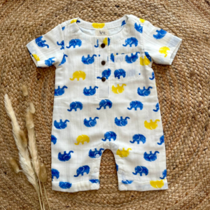 Infants Romper: Elephants print