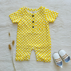 Infants Romper: Yellow Squares