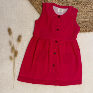 Infants Pocketed Frock: Solid Magenta