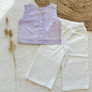 Infants Bundi-Plazzo Set: Lavender with White