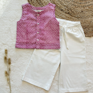 Infants Bundi-Plazzo Set: Magenta with White