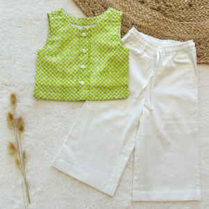 Infants Bundi-Plazzo Set: Green with White