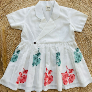 Infants Collared Frock: Flower Block Print