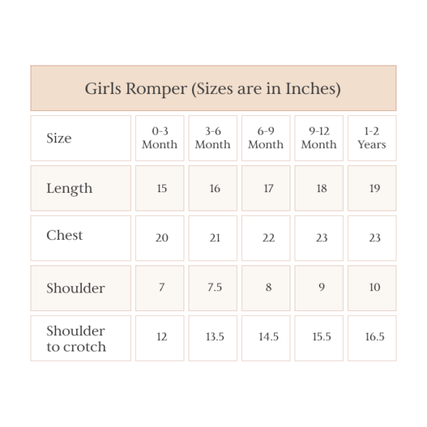Girls Romper (Sizes are in Inches)