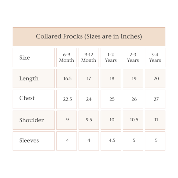 Collared Frocks (Sizes are in Inches)